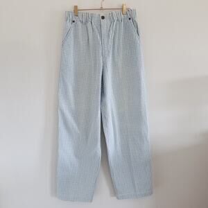 Vintage Gingham Straight Leg Pants Blue Checked Petite Medium